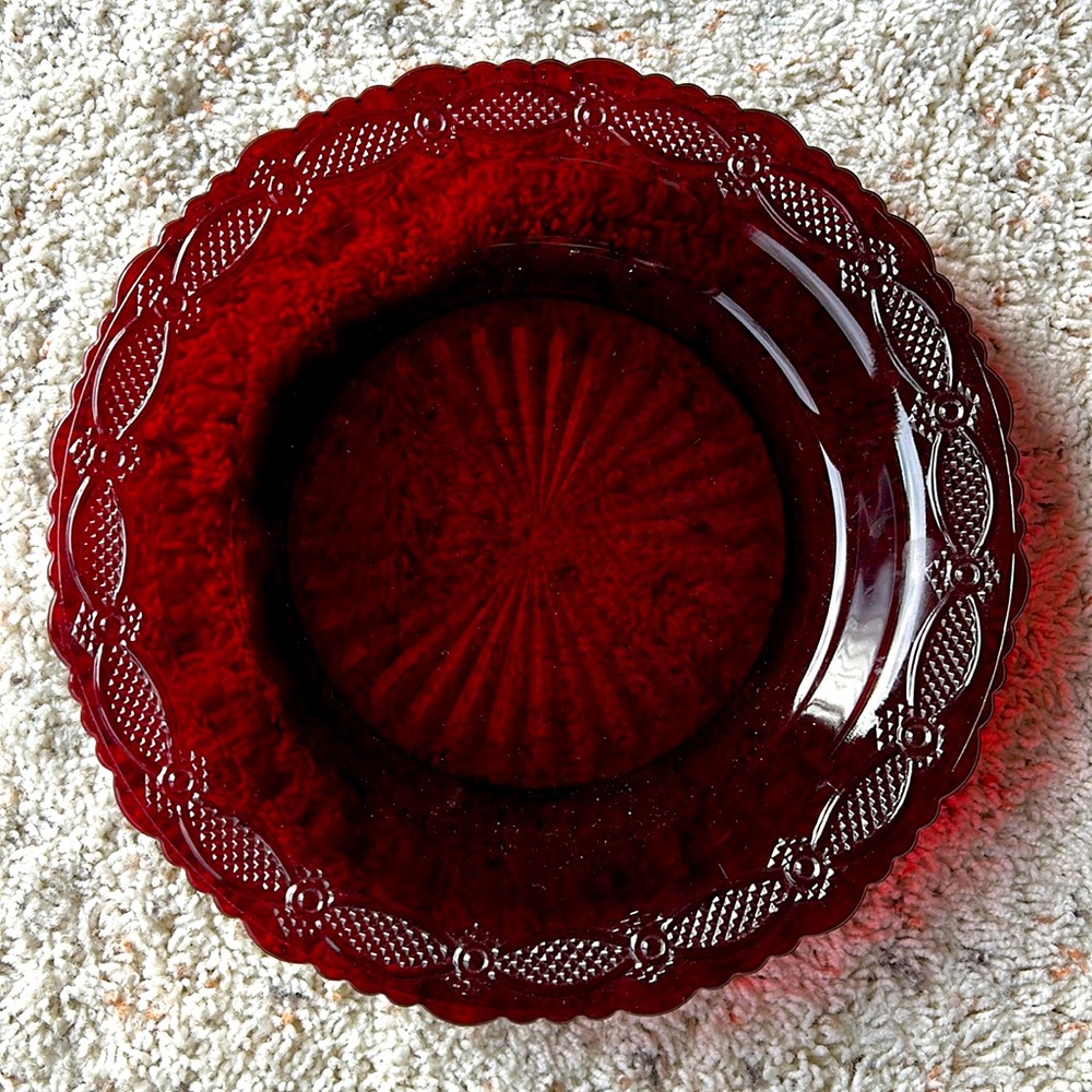 Vintage red Avon serving dish